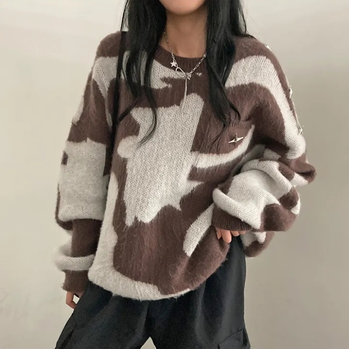 Retro knitted sweater lazy autumn and winter tops