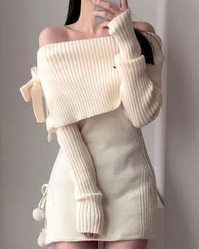 Korean style knitted sweater strapless simple tops