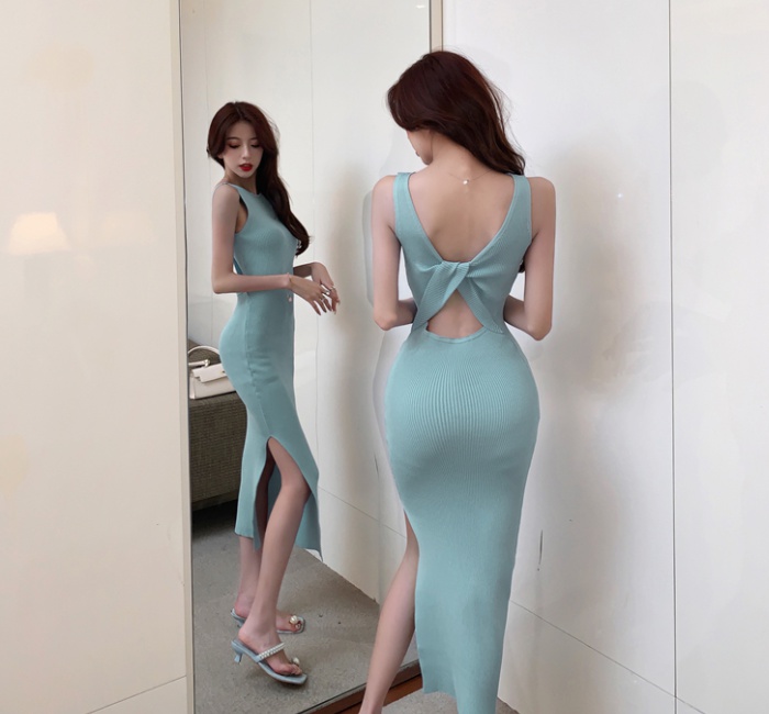 Summer package hip knitted slim sexy Korean style dress