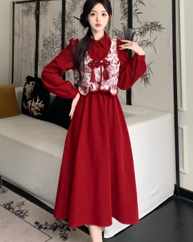 Chinese style large yard dress 2pcs set for women