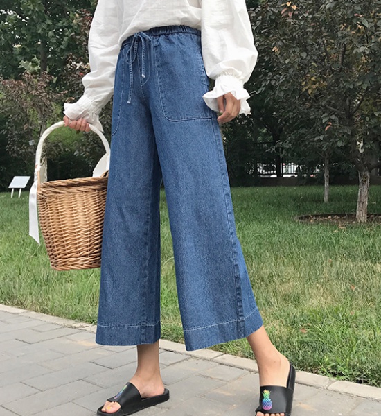 Korean style wide leg pants fat sister jeans for women