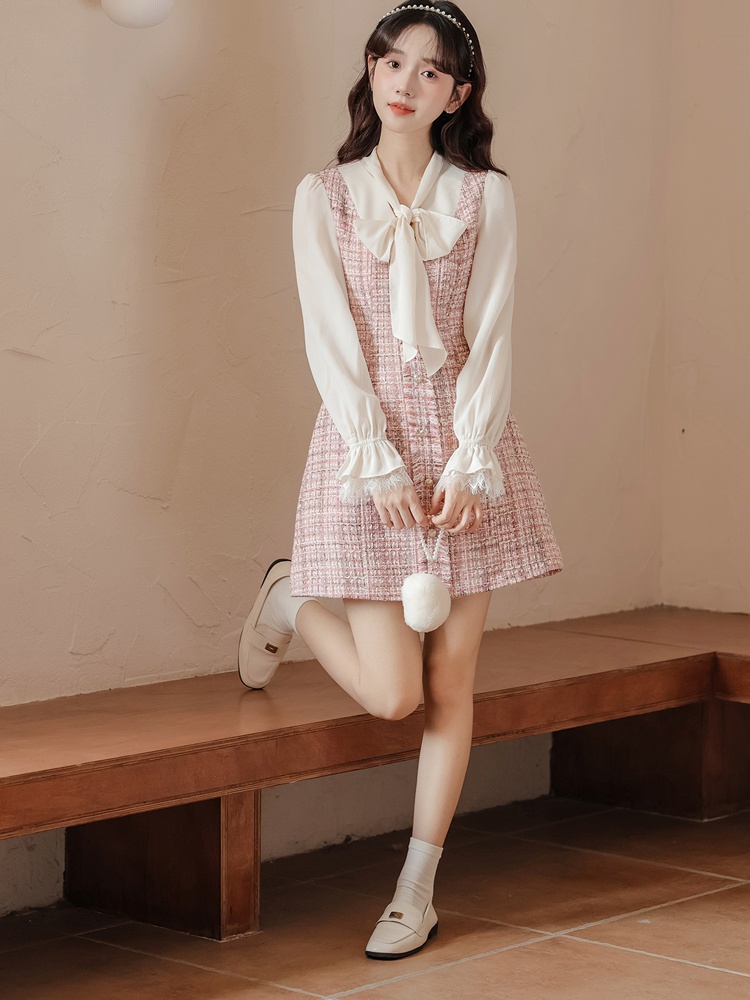 Small fellow pink France style chanelstyle dress for women