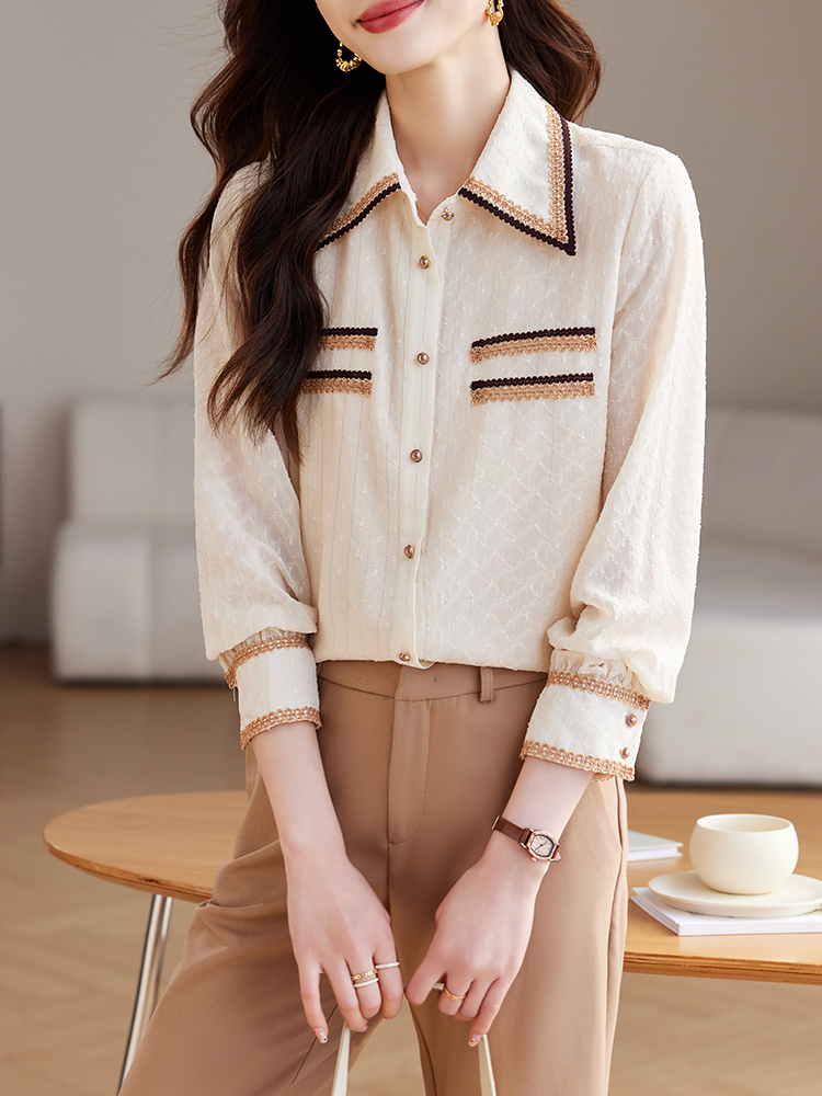 All-match long sleeve shirt temperament spring tops for women