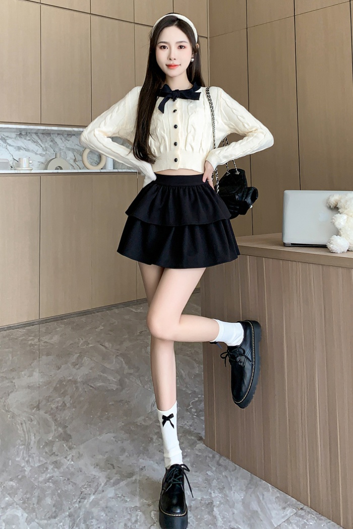 Double high waist short skirt cake woolen puff skirt for women