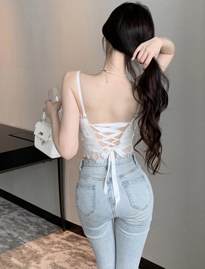 Short lace tops wrapped chest bandage vest for women