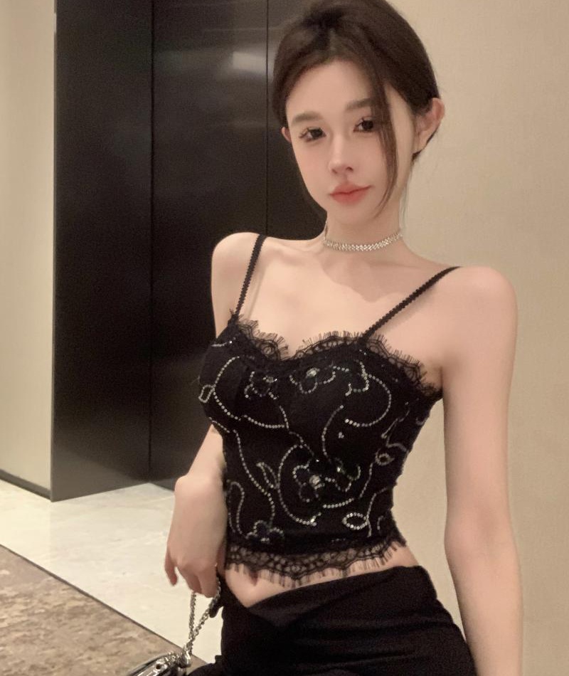 Short lace tops wrapped chest bandage vest for women