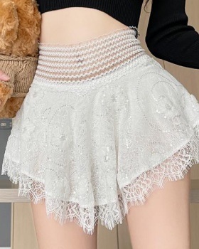 Hollow glitter bandage sequins lace shorts