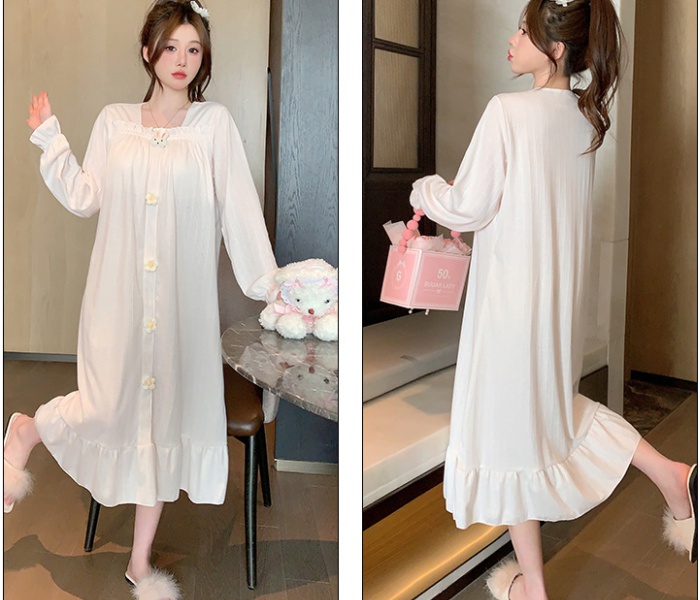 Thin summer pajamas white France style night dress for women