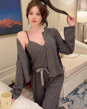 Jacquard fashion cotton Casual spring and summer pajamas 3pcs set