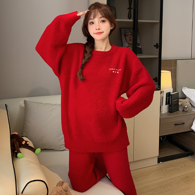 Soft thick thermal homewear pajamas a set