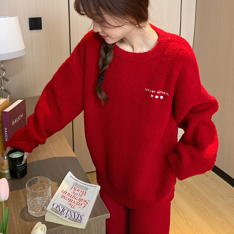 Soft thick thermal homewear pajamas a set