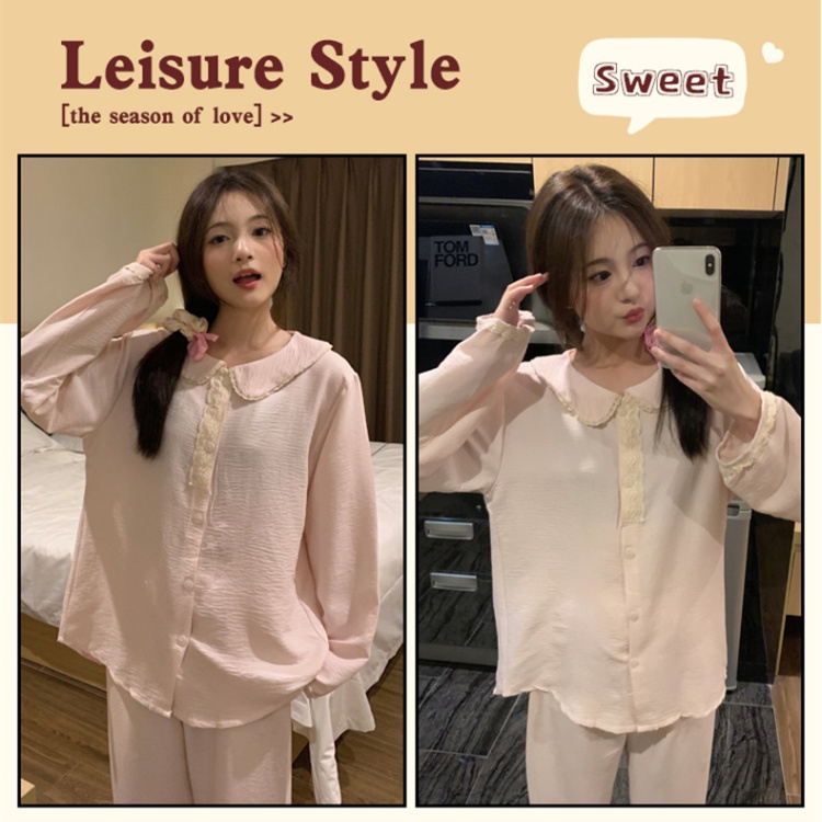 Cotton Korean style cardigan long sleeve pajamas for women