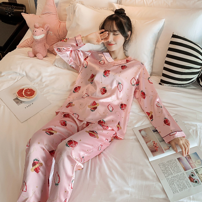 Long sleeve long pants pajamas 2pcs set for women
