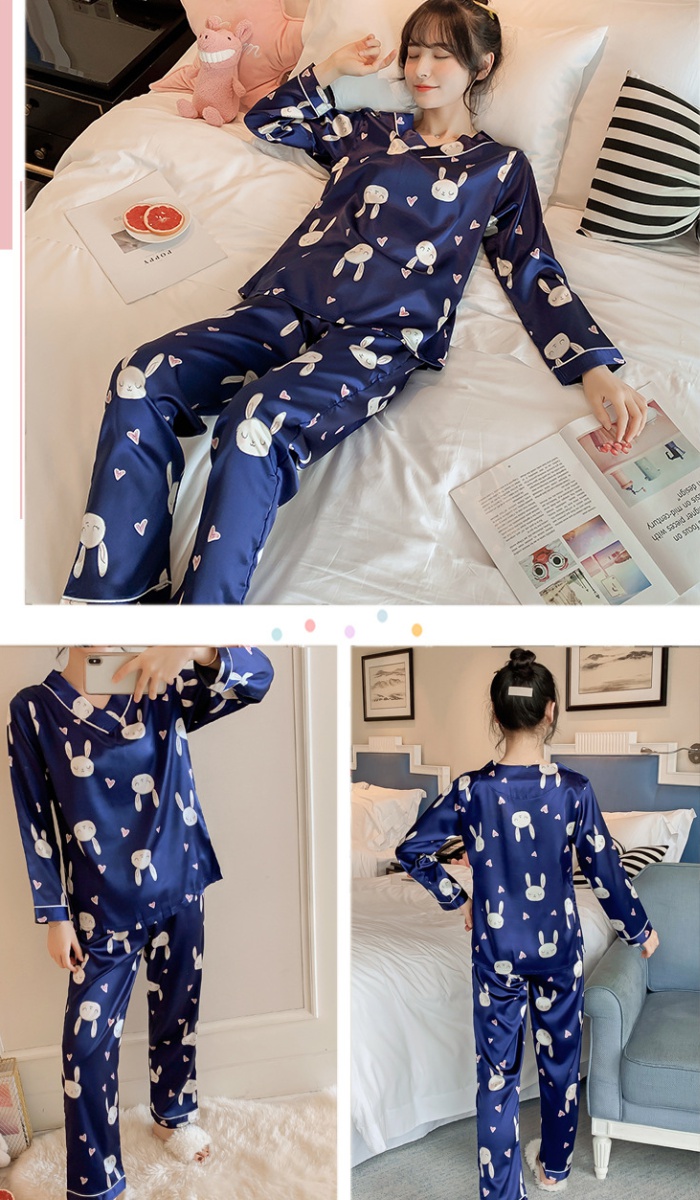 Homewear long pants V-neck pajamas 2pcs set