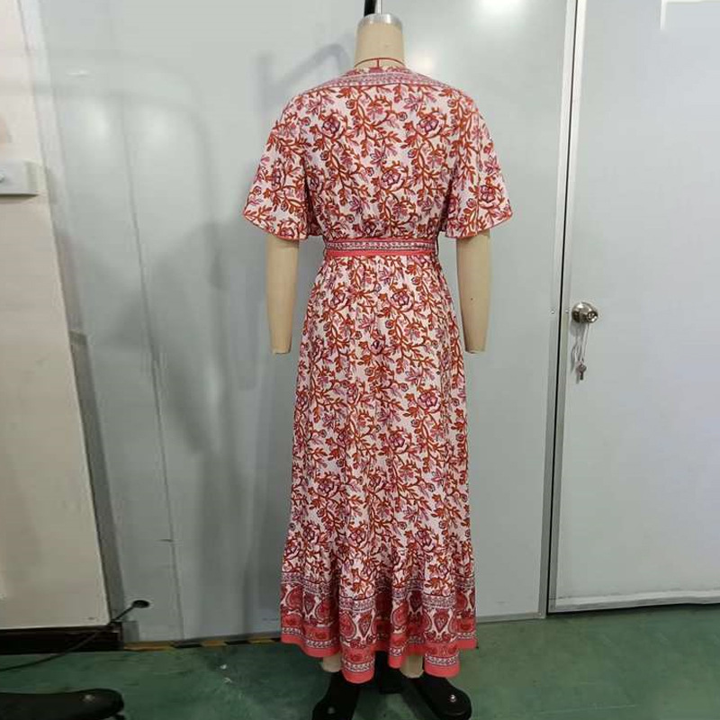 Short sleeve Casual robe printing fashion dress