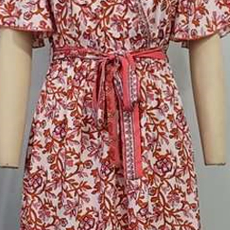 Short sleeve Casual robe printing fashion dress