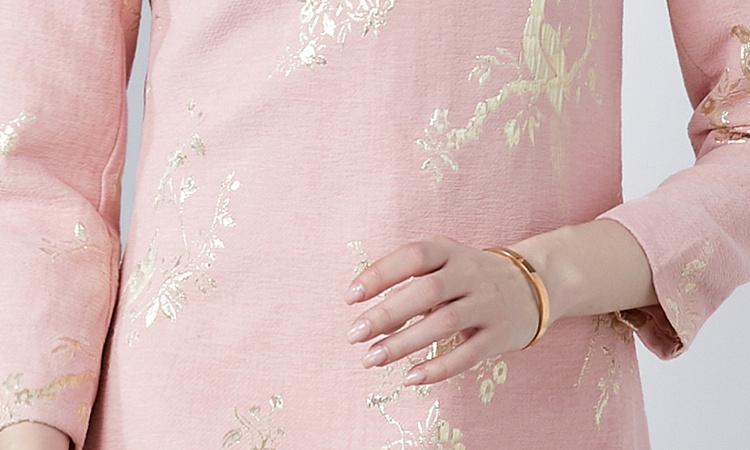 Fashion gold line cheongsam embroidery dress