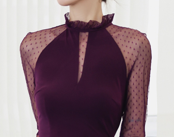 European style long dress purple dress for women