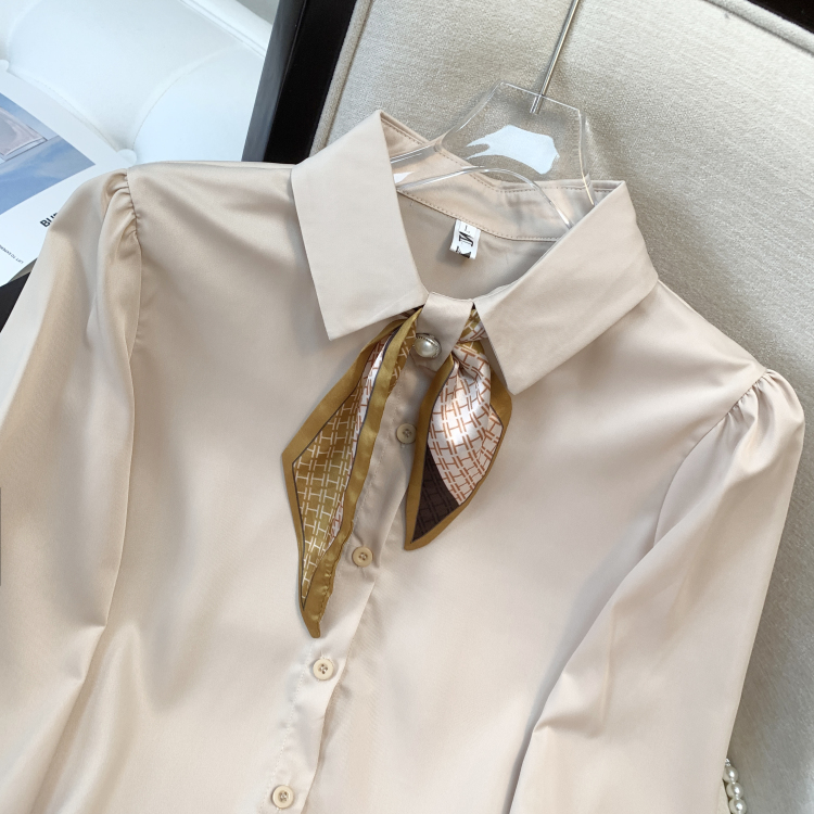 Long sleeve bow chiffon shirt profession Western style tops