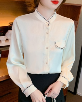 Spring satin tops long sleeve Western style shirt for women