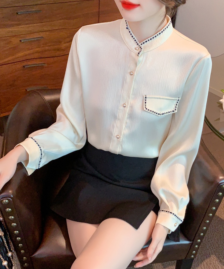 Spring satin tops long sleeve Western style shirt for women