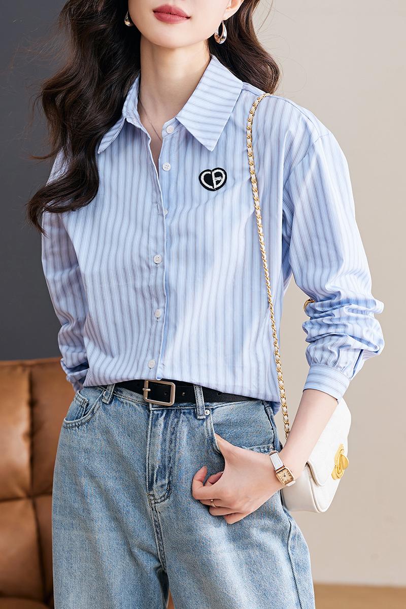 Show young pure cotton Casual embroidery shirt for women