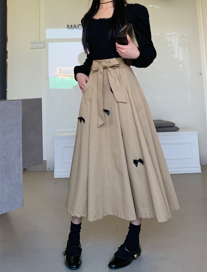 Knitted tops France style skirt 2pcs set