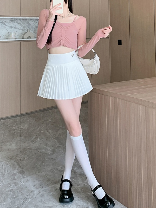 All-match pleated short skirt high waist skirt for women