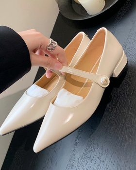 Thick pointed fashion high-heeled shoes low France style shoes