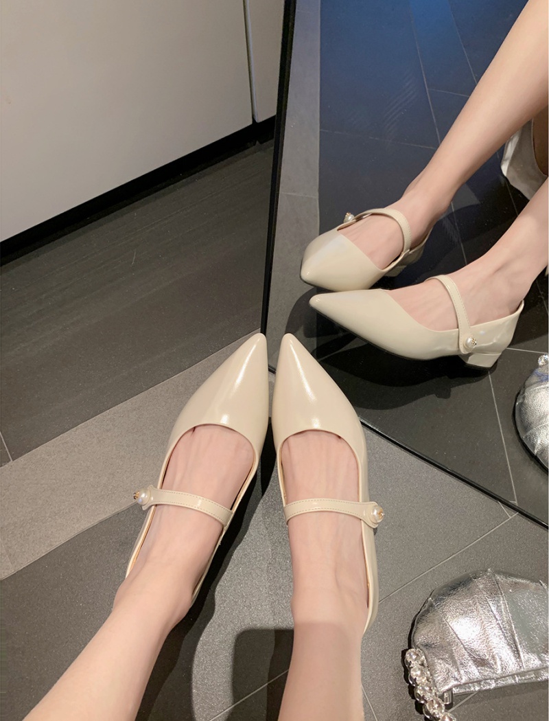 Thick pointed fashion high-heeled shoes low France style shoes
