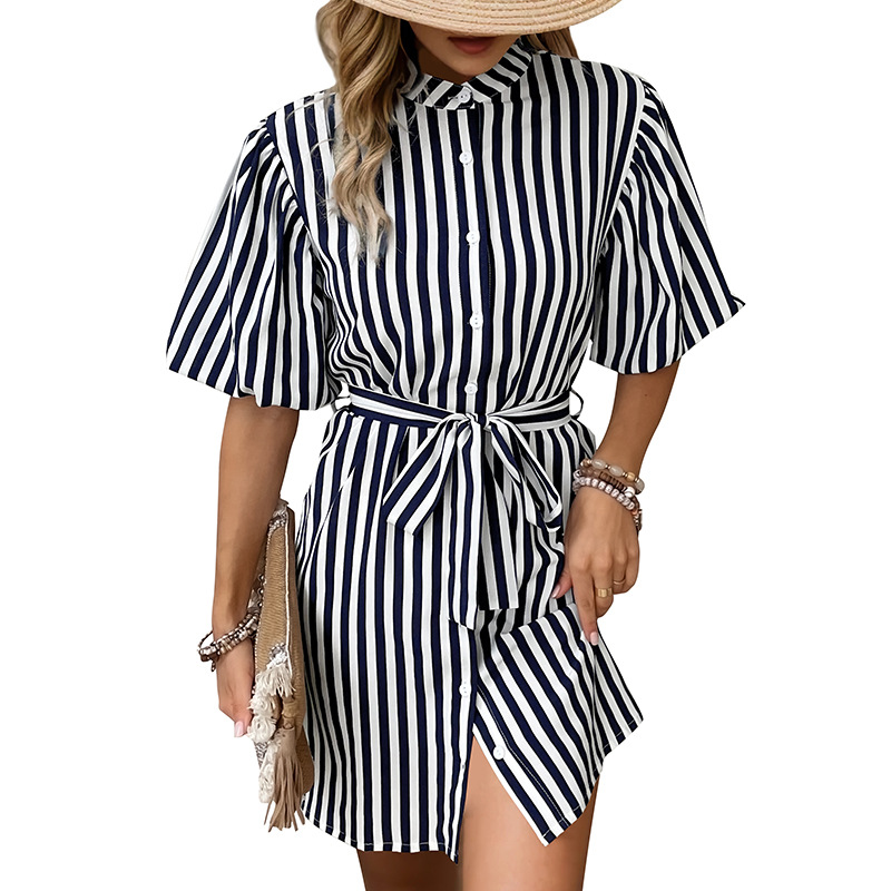 European style summer dress stripe fashion shirt