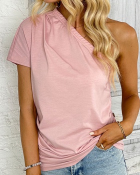 European style strapless summer shoulder Casual pink tops