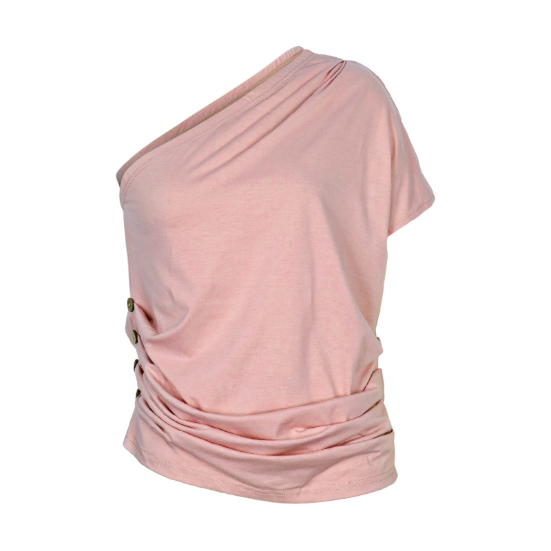 European style strapless summer shoulder Casual pink tops