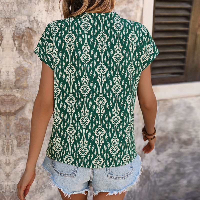 European style printing summer tops for women