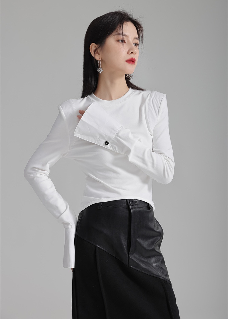 Niche long sleeve slim tops spring unique T-shirt for women