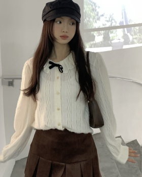 Lace collar spring sueding tops lace bottoming shirt