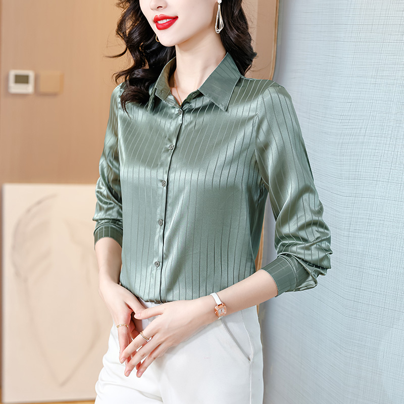 Silk real silk tops spring shirt for women