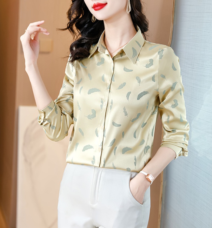 Spring real silk tops silk long sleeve shirt for women