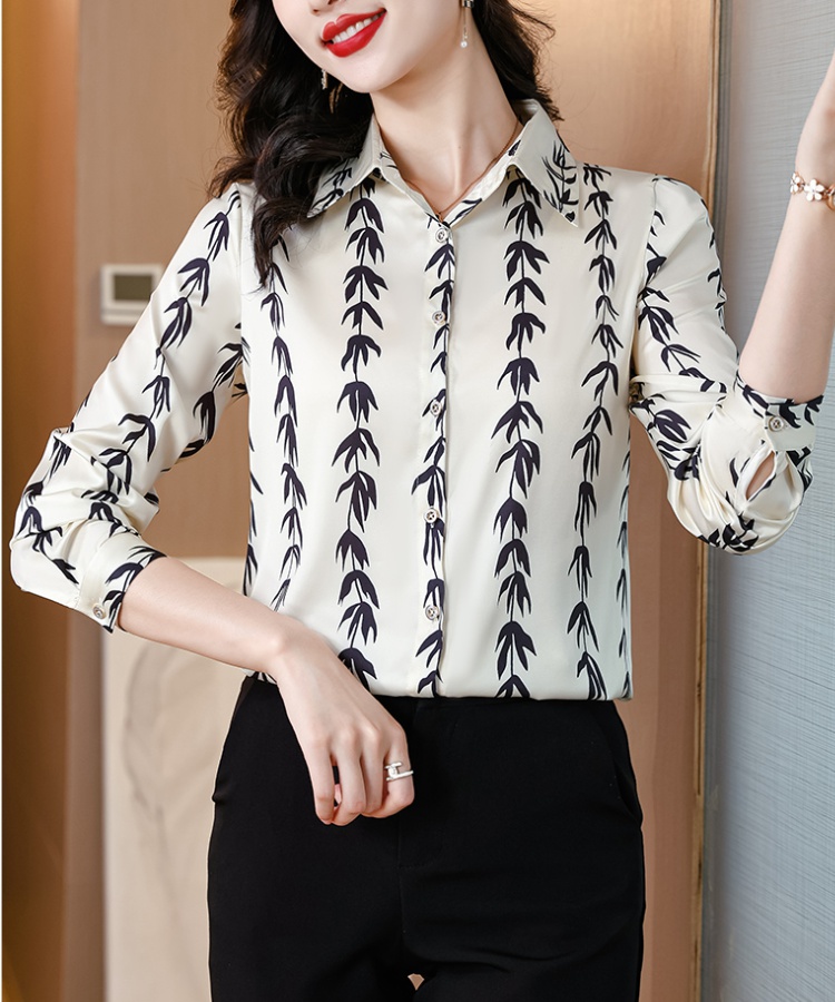 Temperament real silk lapel shirt for women