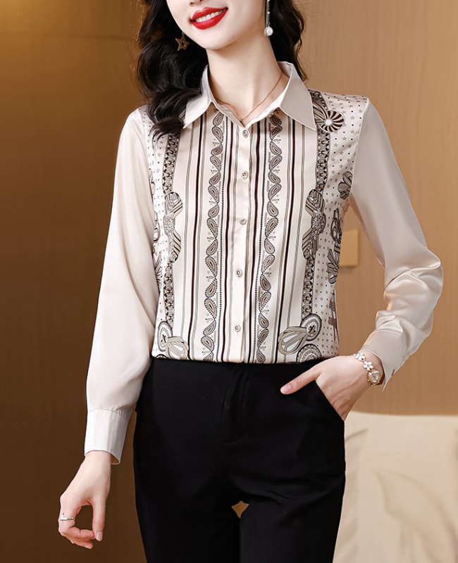 Real silk silk fashion lapel temperament shirt for women