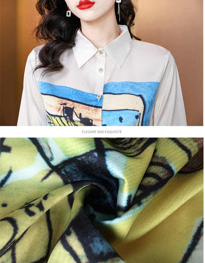 Real silk silk fashion lapel temperament shirt for women