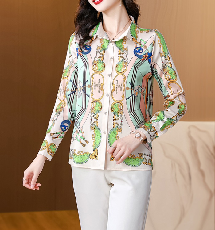Spring and autumn real silk silk long sleeve shirt