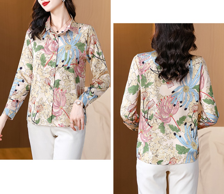 Silk spring and autumn long sleeve real silk shirt for women