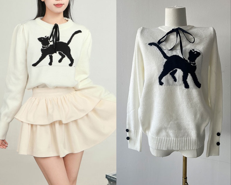 Fawn lazy loose heart show young bandage sweater