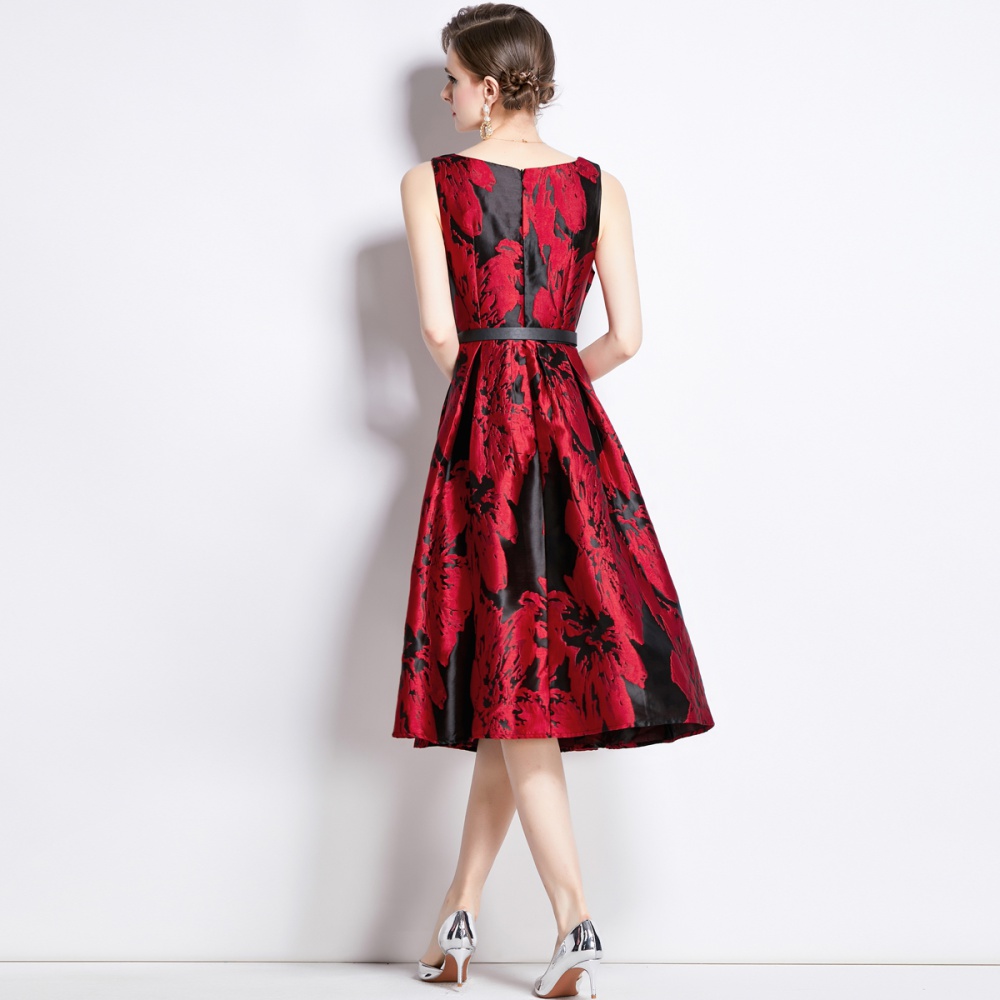France style spring with belt jacquard refinement dress