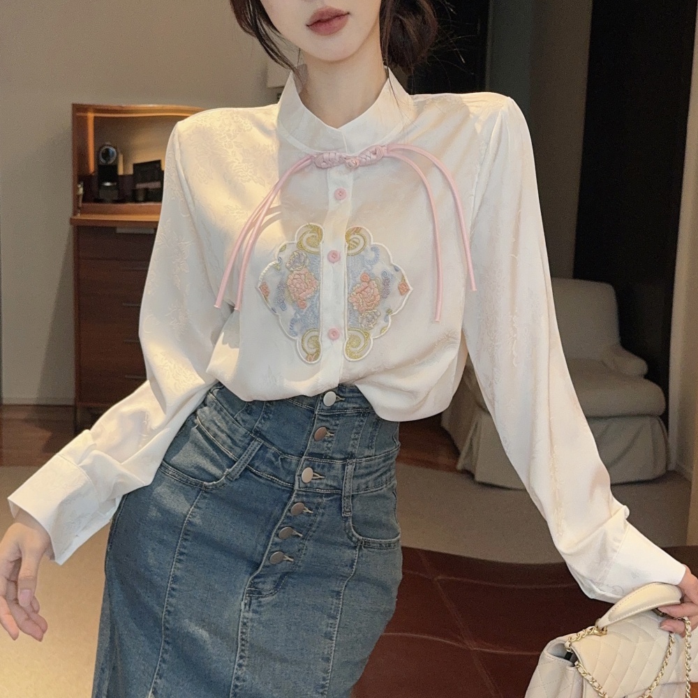 Spring Chinese style shirt refinement tops for women