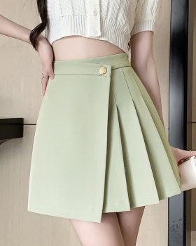Pleated high waist short skirt anti emptied slim skirt