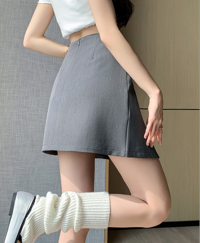 Pleated A-line short skirt high waist slim skirt
