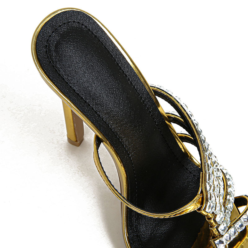 European style pointed slippers rhinestone high-heeled shoes