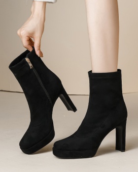 Thick high-heeled shoes ankle boots for women
